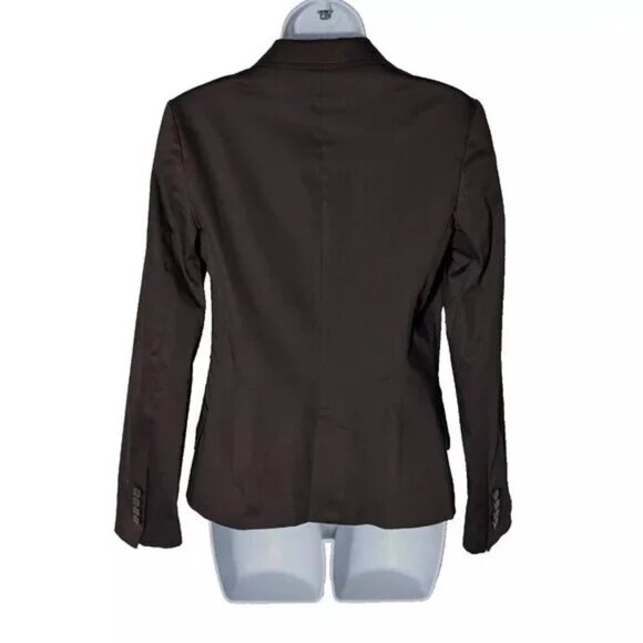ZARA basic BLAZER jacket 97% COTTON Sz MED 1 BUTTON BROWN MADE in SPAIN ** A GEM - Picture 4 of 11